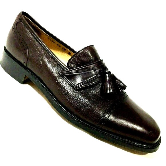 Vito Rufolo Shoes Tassel Loafer Cap Toe 10 Italy Leather Slip-On Burgundy main image 6
